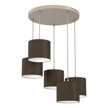 Hanglamp aan kabel ARDEN 5xE27/15W/230V beige/bruin