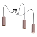 Hanglamp aan kabel AVALO 3xE27/60W/230V spin roze/koper