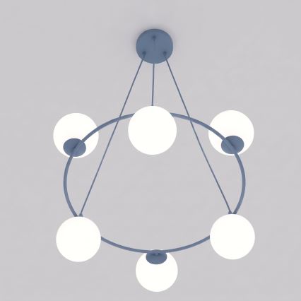 Hanglamp aan kabel AZURA 6xE14/10W/230V blauw/wit