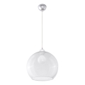 Hanglamp aan kabel BALL 1xE27/15W/230V Ø30 cm helder / glanzend chroom