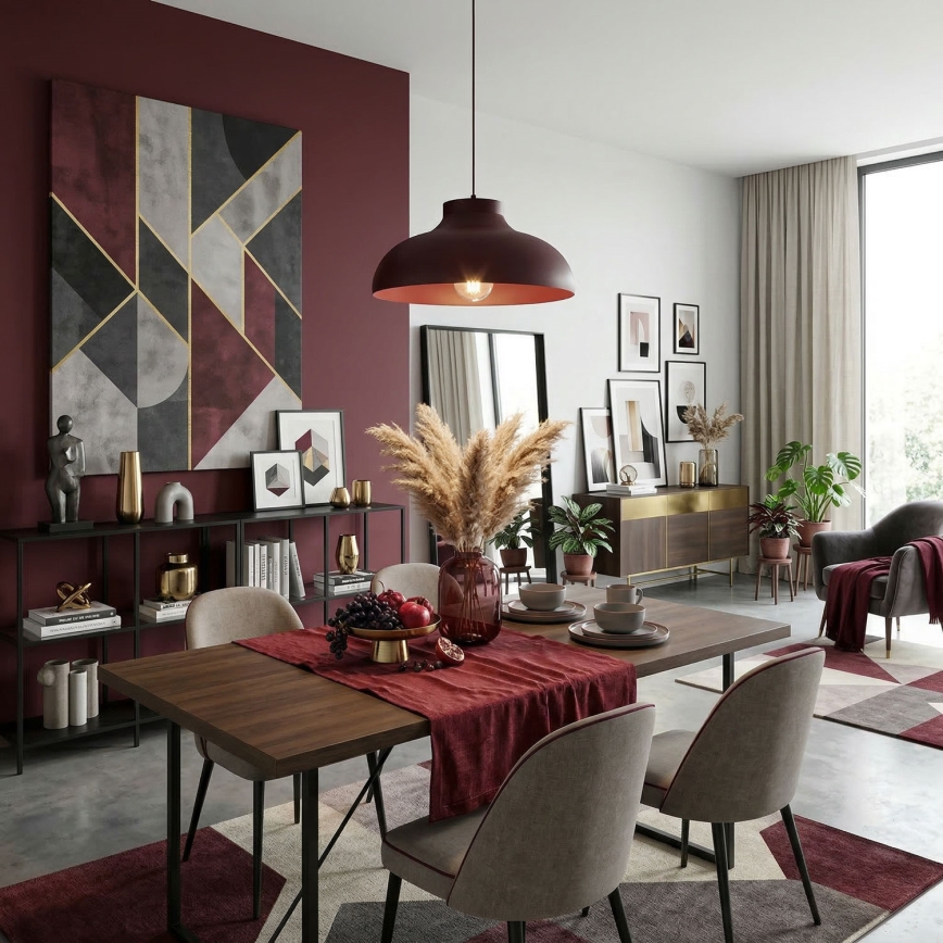 Hanglamp aan kabel BASCA 1xE27/15W/230V bordeaux
