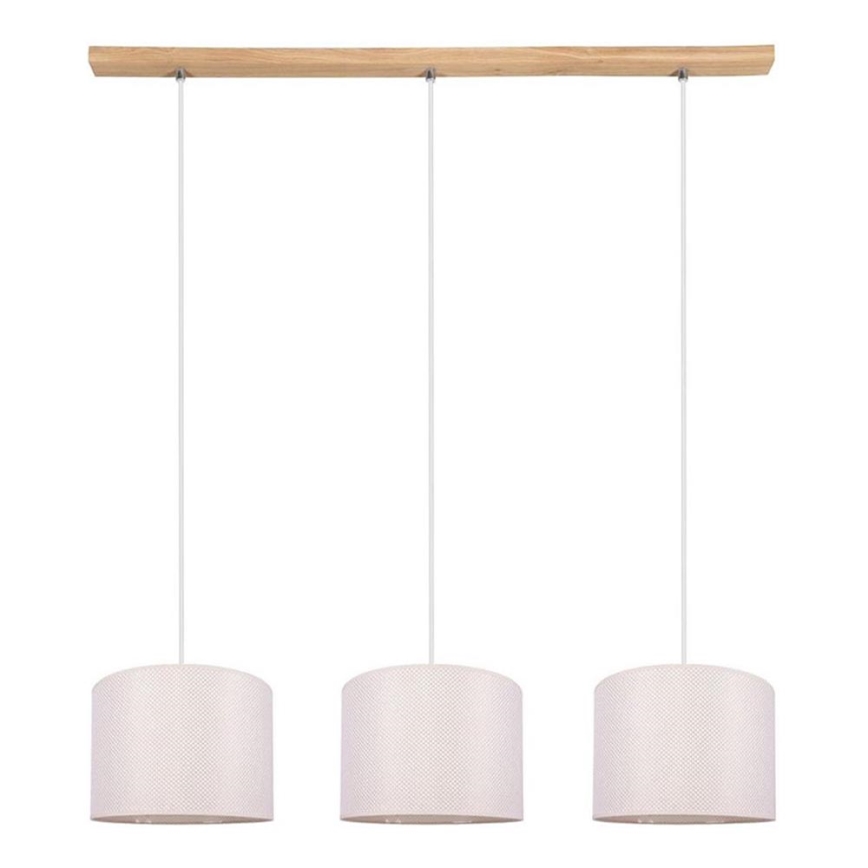 Hanglamp aan kabel BENITA 3xE27/40W/230V crème/eiken