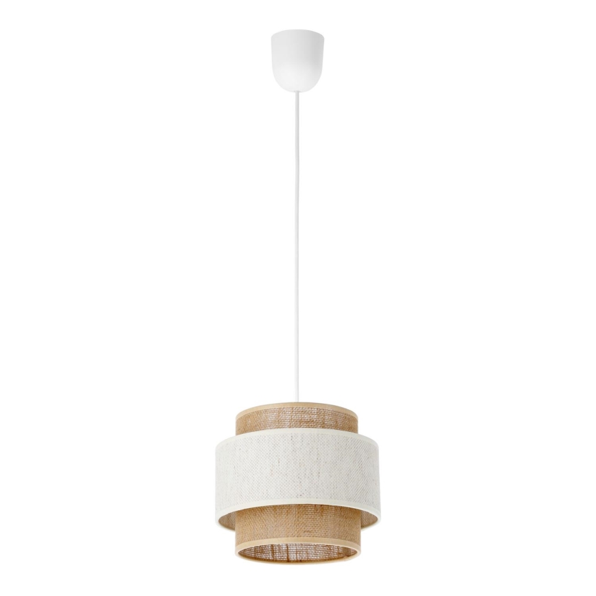Hanglamp aan kabel BOHO 1xE27/60W/230V Ø 20 cm crème/jute