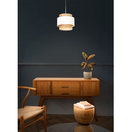 Hanglamp aan kabel BOHO 1xE27/60W/230V Ø 20 cm crème/jute