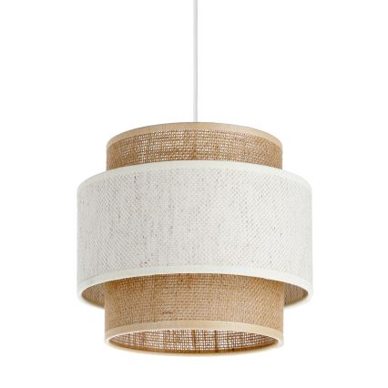 Hanglamp aan kabel BOHO 1xE27/60W/230V Ø 20 cm crème/jute