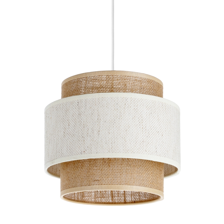 Hanglamp aan kabel BOHO 1xE27/60W/230V Ø 20 cm crème/jute