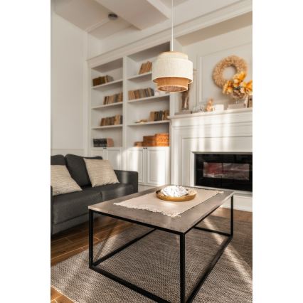 Hanglamp aan kabel BOHO 1xE27/60W/230V Ø 20 cm wit/jute