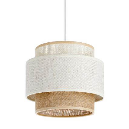 Hanglamp aan kabel BOHO 1xE27/60W/230V Ø 20 cm wit/jute