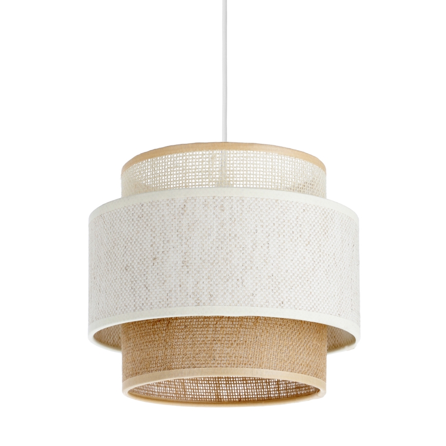Hanglamp aan kabel BOHO 1xE27/60W/230V Ø 20 cm wit/jute