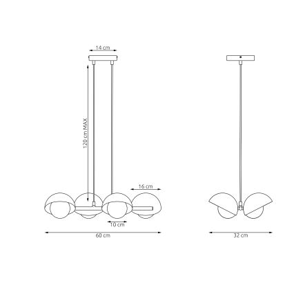 Hanglamp aan kabel BOOM 4xG9/8W/230V beige