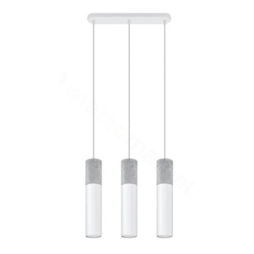 Hanglamp aan kabel BORGIO 3xGU10/40W/230V beton/metaal wit