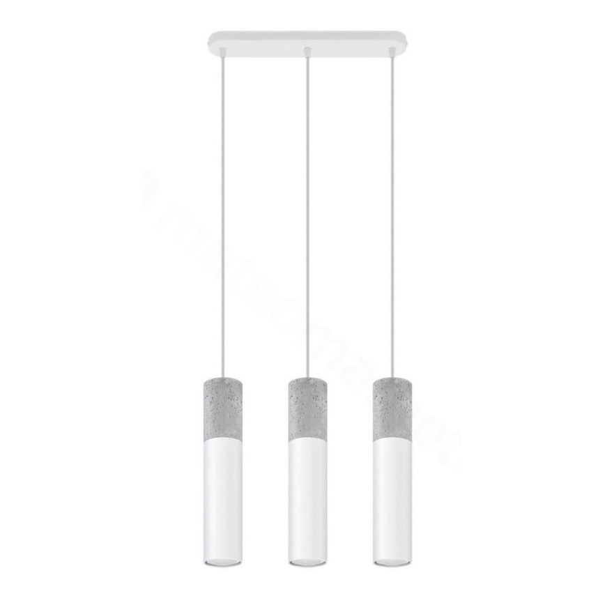 Hanglamp aan kabel BORGIO 3xGU10/40W/230V beton/metaal wit