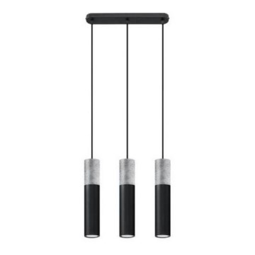 Hanglamp aan kabel BORGIO 3xGU10/40W/230V beton/metaal zwart
