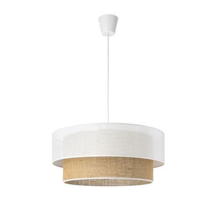 Hanglamp aan kabel BORHO 1xE27/60W/230V Ø 40 cm wit/jute