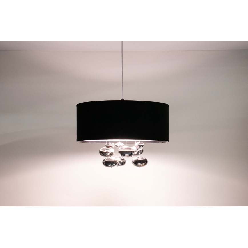 Hanglamp aan kabel BUBBLE 1xE27/60W/230V Ø 50 cm zwart
