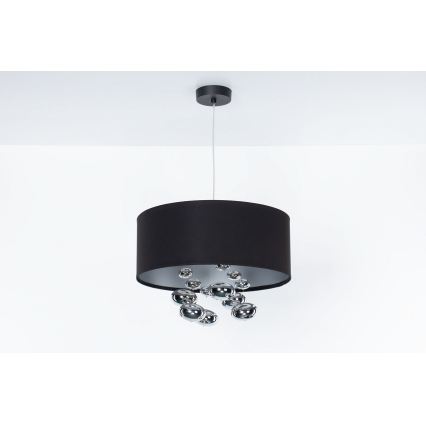 Hanglamp aan kabel BUBBLE 1xE27/60W/230V Ø 50 cm zwart