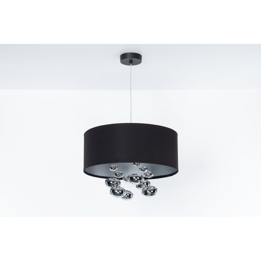 Hanglamp aan kabel BUBBLE 1xE27/60W/230V Ø 50 cm zwart