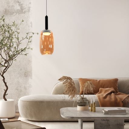 Hanglamp aan kabel BUENO 1xGX53/9W/230V Ø 15 cm rookbruin
