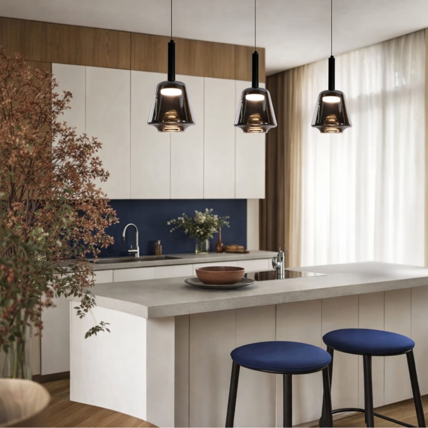 Hanglamp aan kabel BUENO 1xGX53/9W/230V Ø 18 cm rookzwart