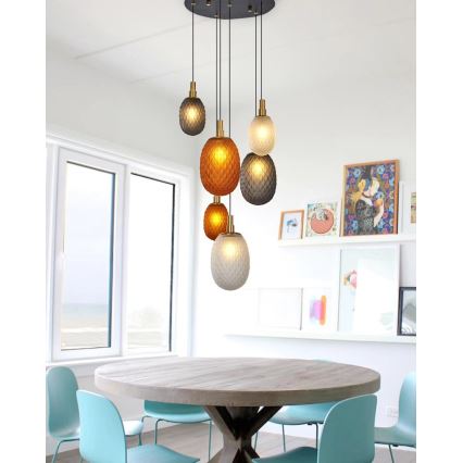 Hanglamp aan kabel CACTUS 6xG9/5W/230V koper/grijs/wit