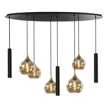 Hanglamp aan kabel CALYPSO 3xGU10/60W/230V + 5xE27/60W zwart/goud