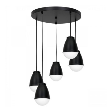 Hanglamp aan kabel CARYON 5xE14/60W/230V zwart rond