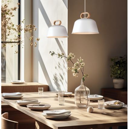 Hanglamp aan kabel CLIP 1xE27/40W/230V wit/bruin