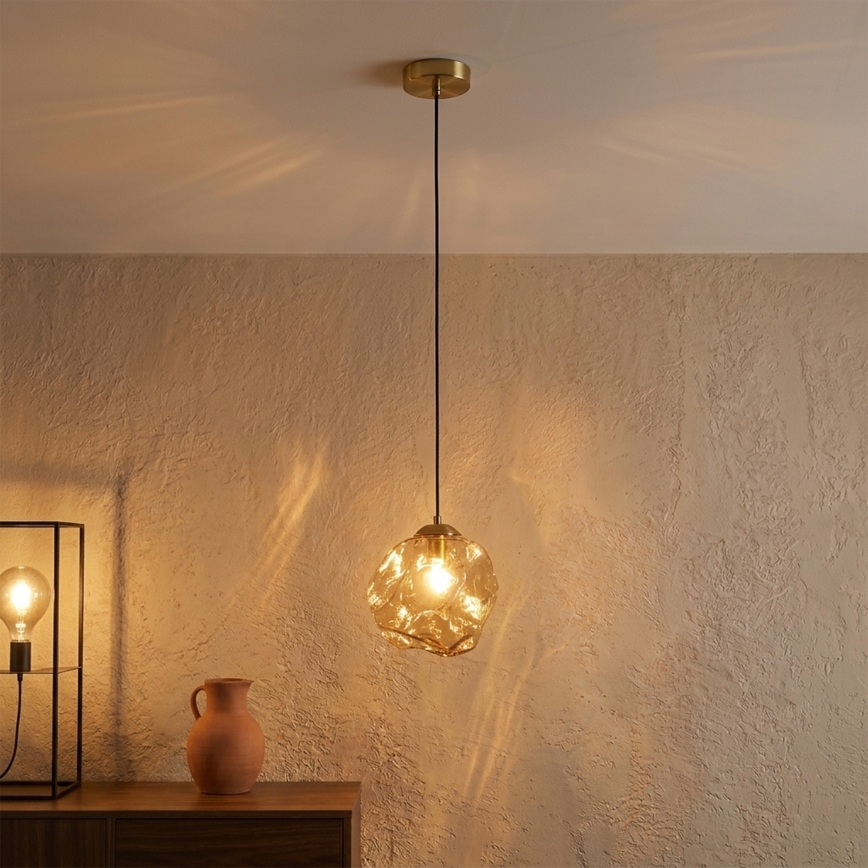 Hanglamp aan kabel CRISTAL 1xE14/15W/230V messing/rookbeige