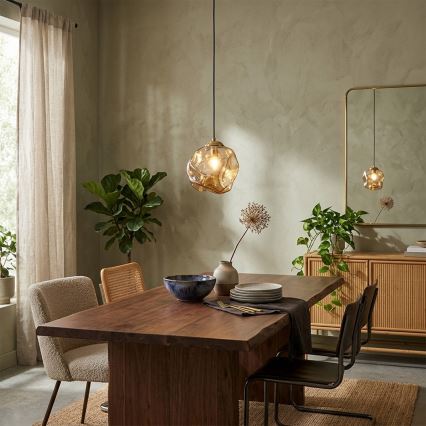 Hanglamp aan kabel CRISTAL 1xE14/15W/230V messing/rookbeige