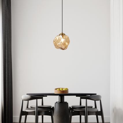 Hanglamp aan kabel CRISTAL 1xE14/15W/230V messing/rookbeige