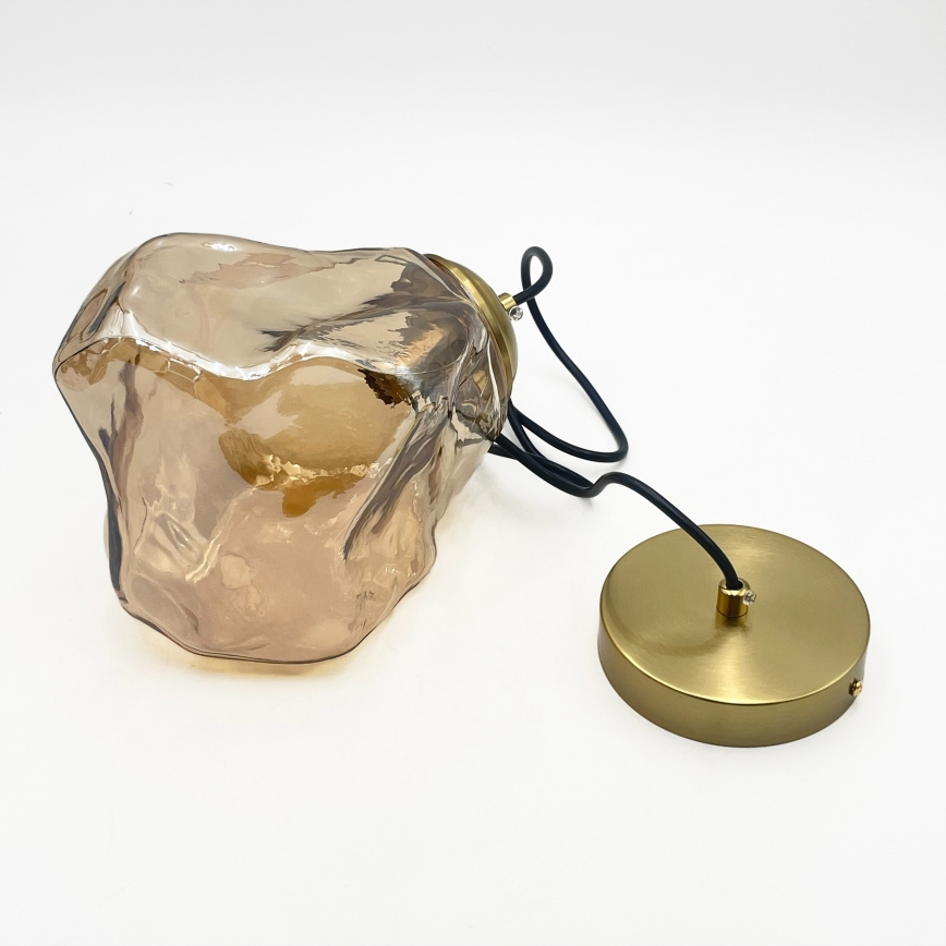 Hanglamp aan kabel CRISTAL 1xE14/15W/230V messing/rookbeige