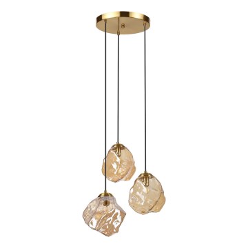 Hanglamp aan kabel CRISTAL 3xE14/15W/230V messing/rookbeige