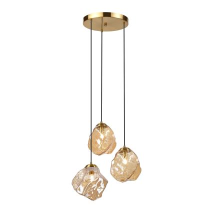Hanglamp aan kabel CRISTAL 3xE14/15W/230V messing/rookbeige