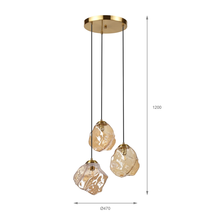 Hanglamp aan kabel CRISTAL 3xE14/15W/230V messing/rookbeige
