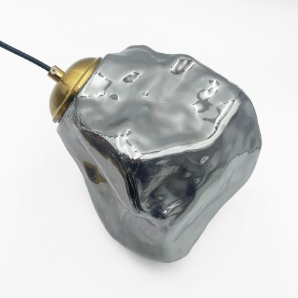 Hanglamp aan kabel CRISTAL 3xE14/15W/230V messing/rookzwart