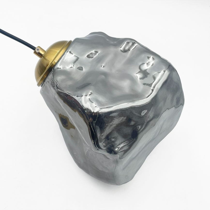 Hanglamp aan kabel CRISTAL 3xE14/15W/230V messing/rookzwart