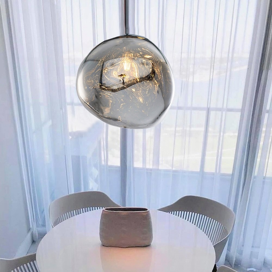 Hanglamp aan kabel CRUMPLED 1xE27/24W/230V Ø 36 cm rookkleurig