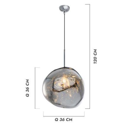 Hanglamp aan kabel CRUMPLED 1xE27/24W/230V Ø 36 cm rookkleurig