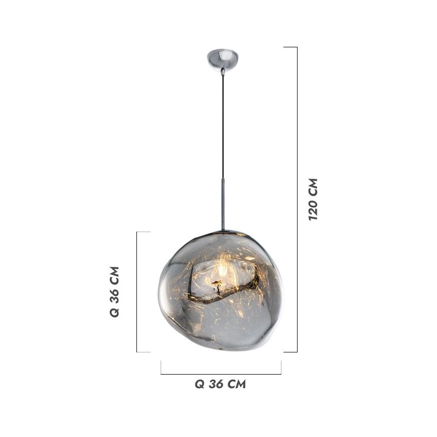 Hanglamp aan kabel CRUMPLED 1xE27/24W/230V Ø 36 cm rookkleurig
