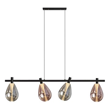 Hanglamp aan kabel DENSO 4xG9/5W/230V zwart-chroom/koper