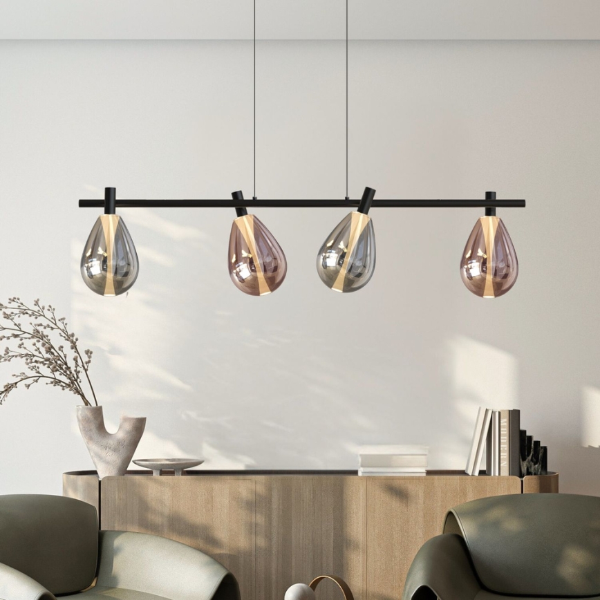 Hanglamp aan kabel DENSO 4xG9/5W/230V zwart-chroom/koper