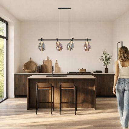 Hanglamp aan kabel DENSO 4xG9/5W/230V zwart-chroom/koper