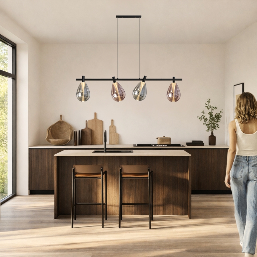 Hanglamp aan kabel DENSO 4xG9/5W/230V zwart-chroom/koper