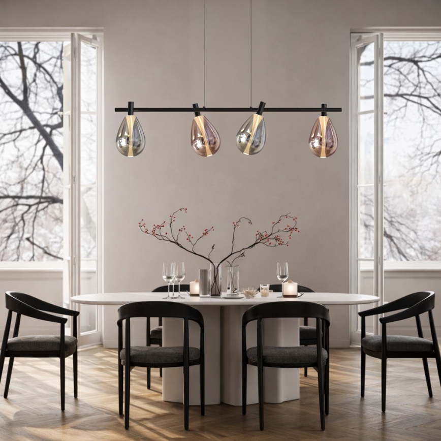 Hanglamp aan kabel DENSO 4xG9/5W/230V zwart-chroom/koper