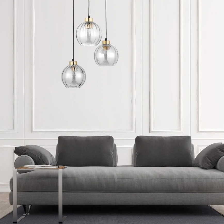 Hanglamp aan kabel DEVI 3xE27/15W/230V zwart/helder