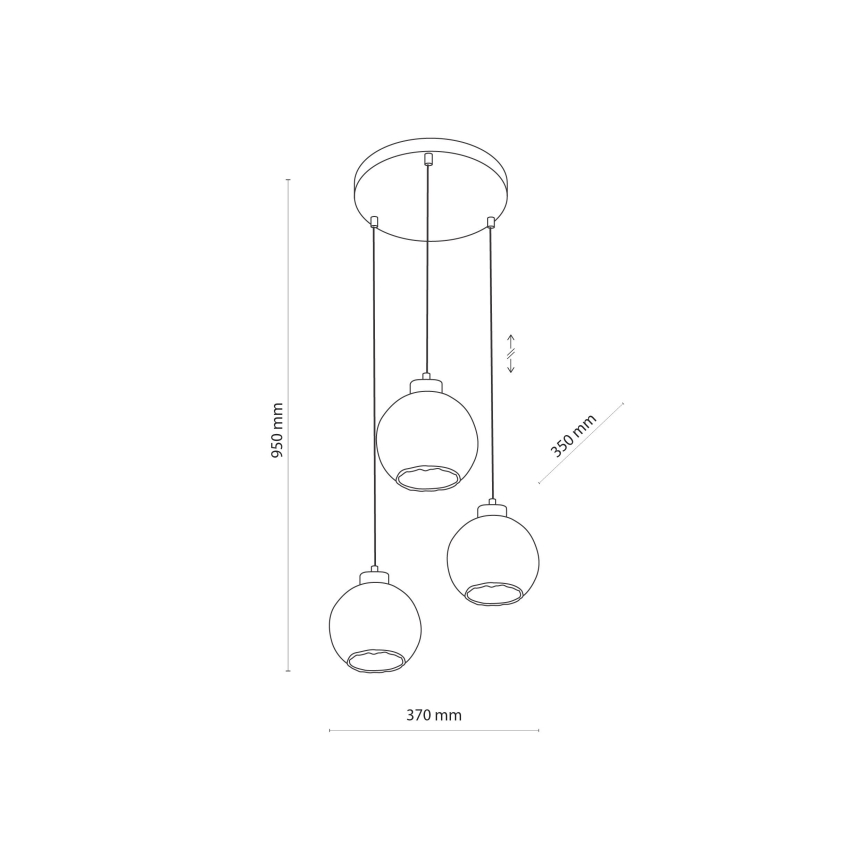 Hanglamp aan kabel DEVI 3xE27/15W/230V zwart/rookbeige