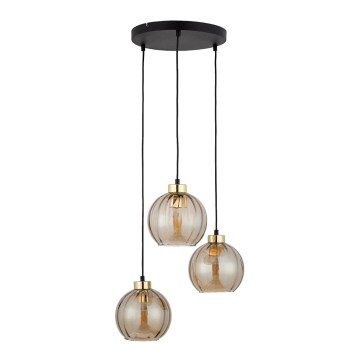 Hanglamp aan kabel DEVI 3xE27/15W/230V zwart/rookbeige