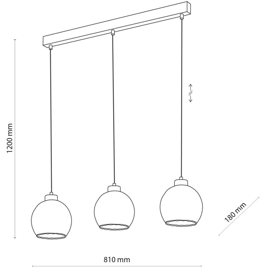 Hanglamp aan kabel DEVI 3xE27/15W/230V zwart/rookbeige