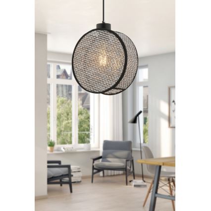 Hanglamp aan kabel DRUM 1xE27/60W/230V grijs/zwart