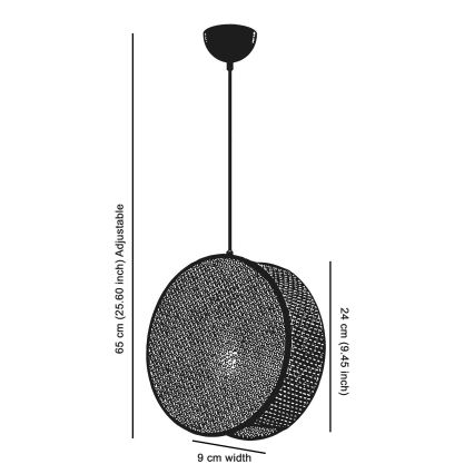 Hanglamp aan kabel DRUM 1xE27/60W/230V grijs/zwart